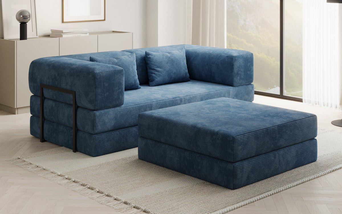 Lazy Spar-Set: 3-seater + stool in Corduroy