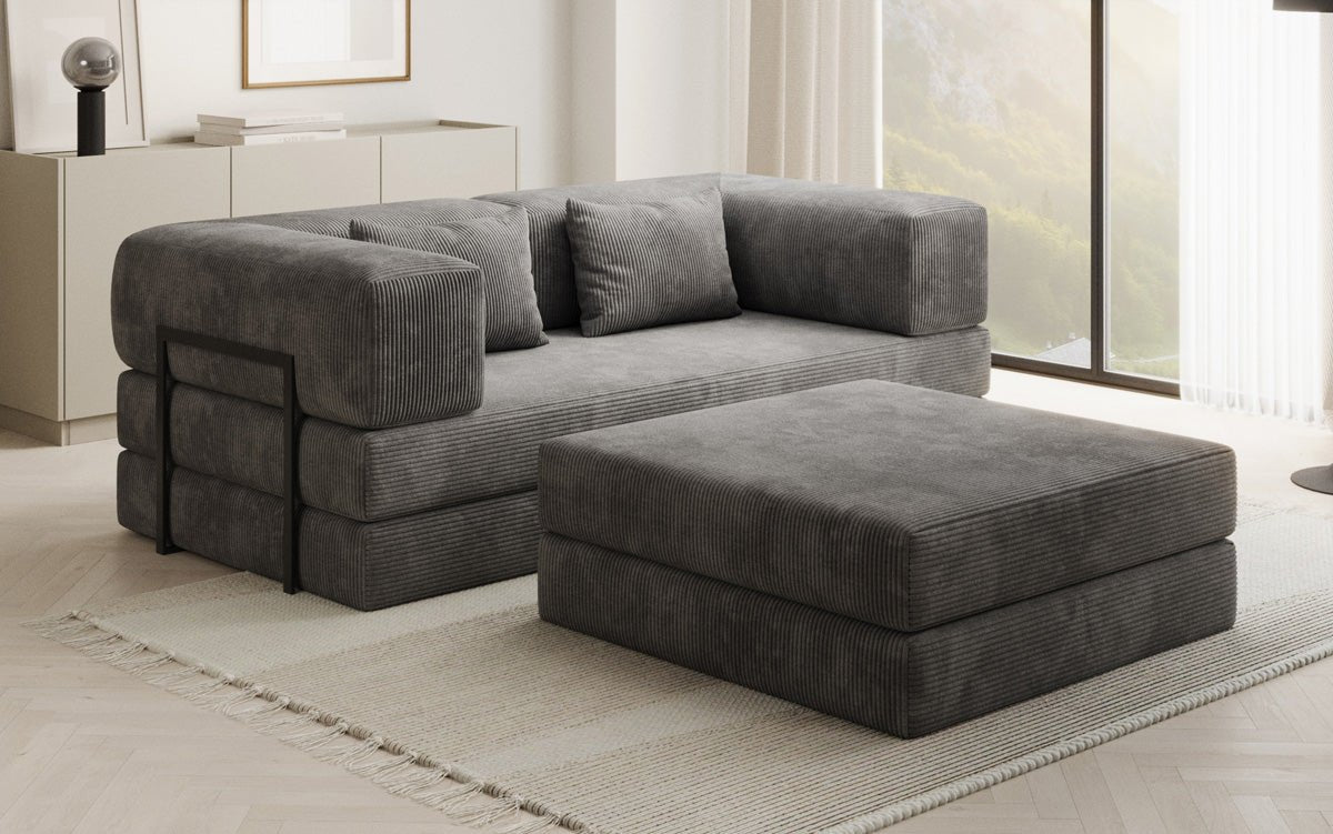 Lazy Spar-Set: 3-seater + stool in Corduroy