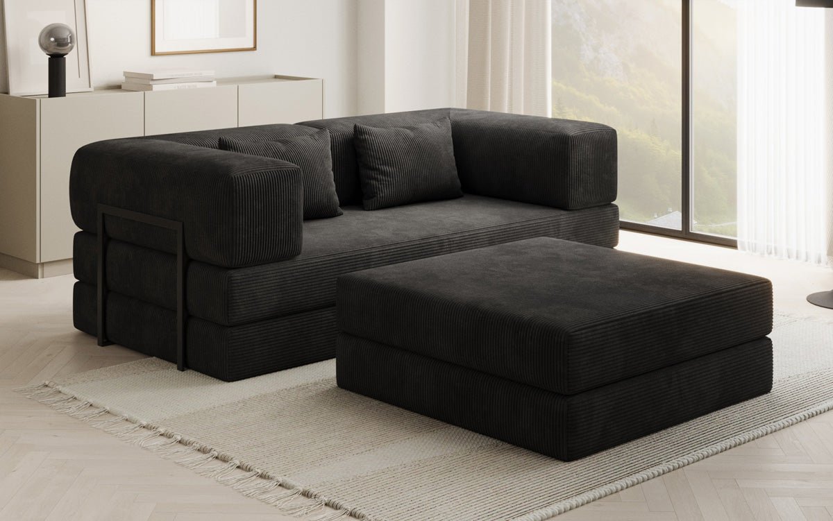 Lazy Spar-Set: 3-seater + stool in Corduroy