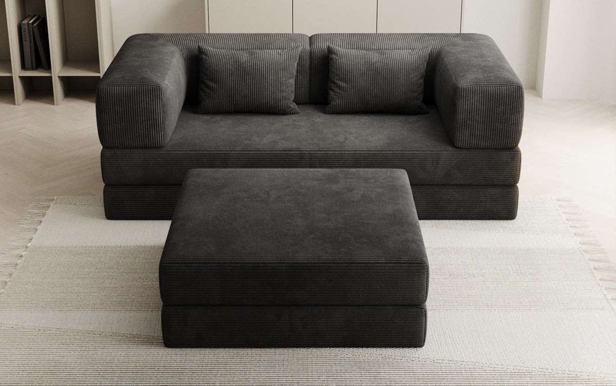 Lazy Spar-Set: 3-seater + stool in Corduroy