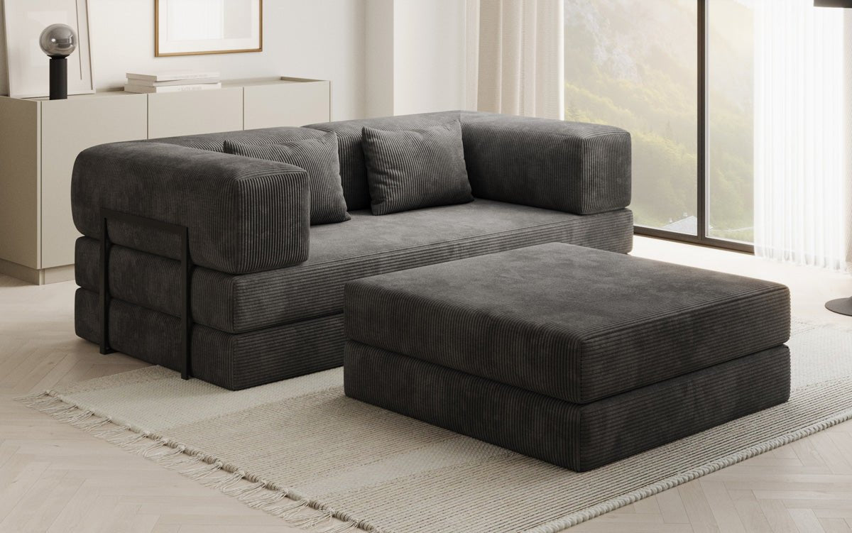 Lazy Spar-Set: 3-seater + stool in Corduroy