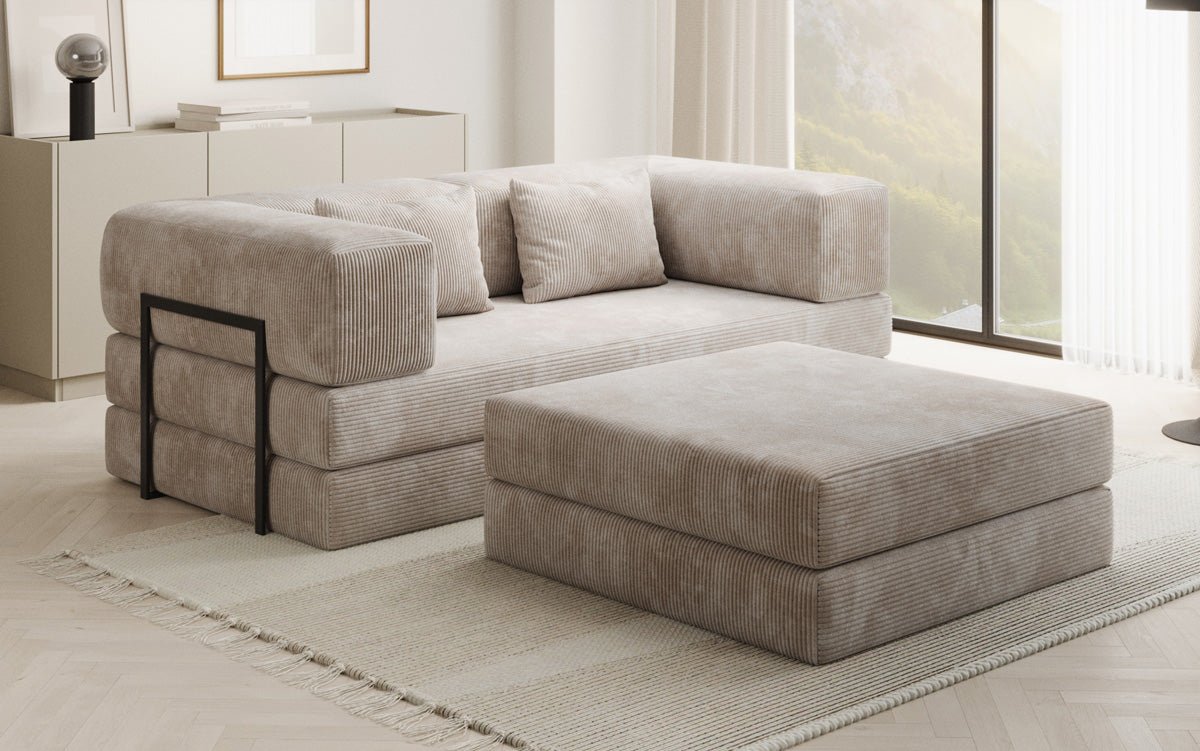 Lazy Spar-Set: 3-seater + stool in Corduroy