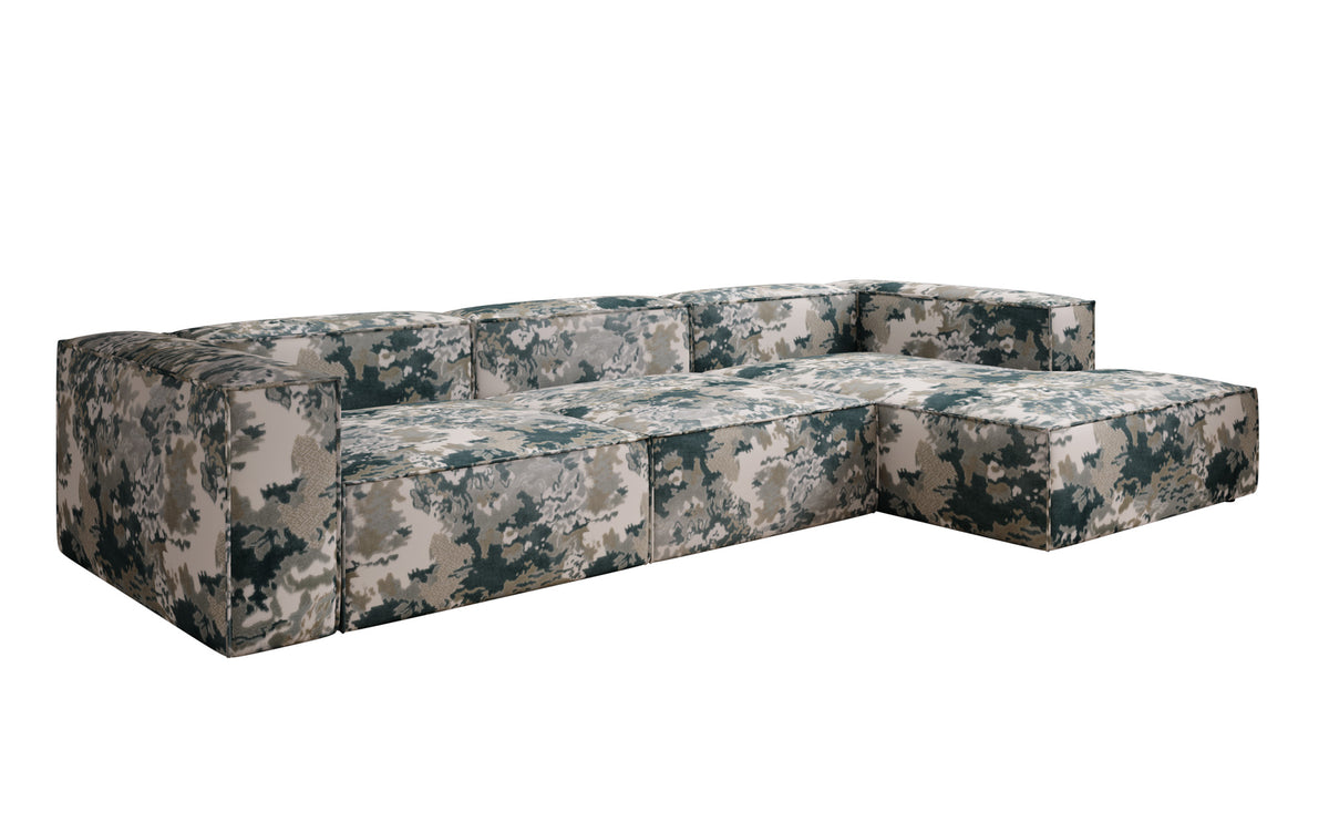 Designer Ecksofa Lesley - Jacquard mit Aquarell-Muster