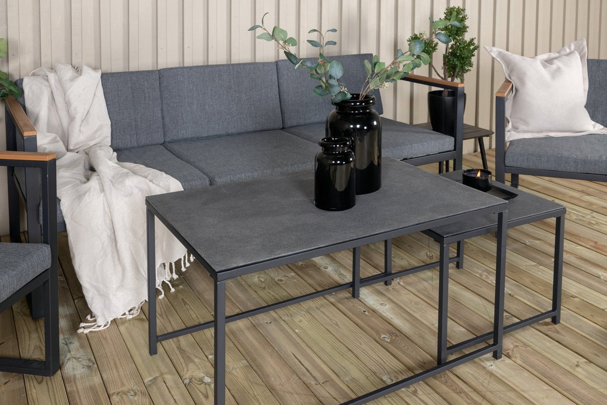 Loungeset Sunrise - aus schwarzem Stahl inkl. Glastischen