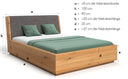 Designer wooden bed Cassian made of solid oak with storage space