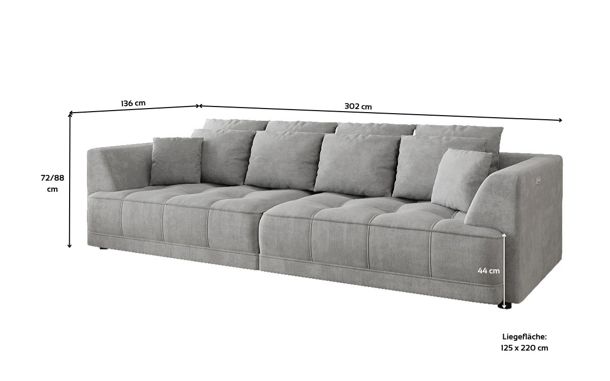 Designer Big Sofa Nuvo in Velvet with Electric Sofa Bed Function