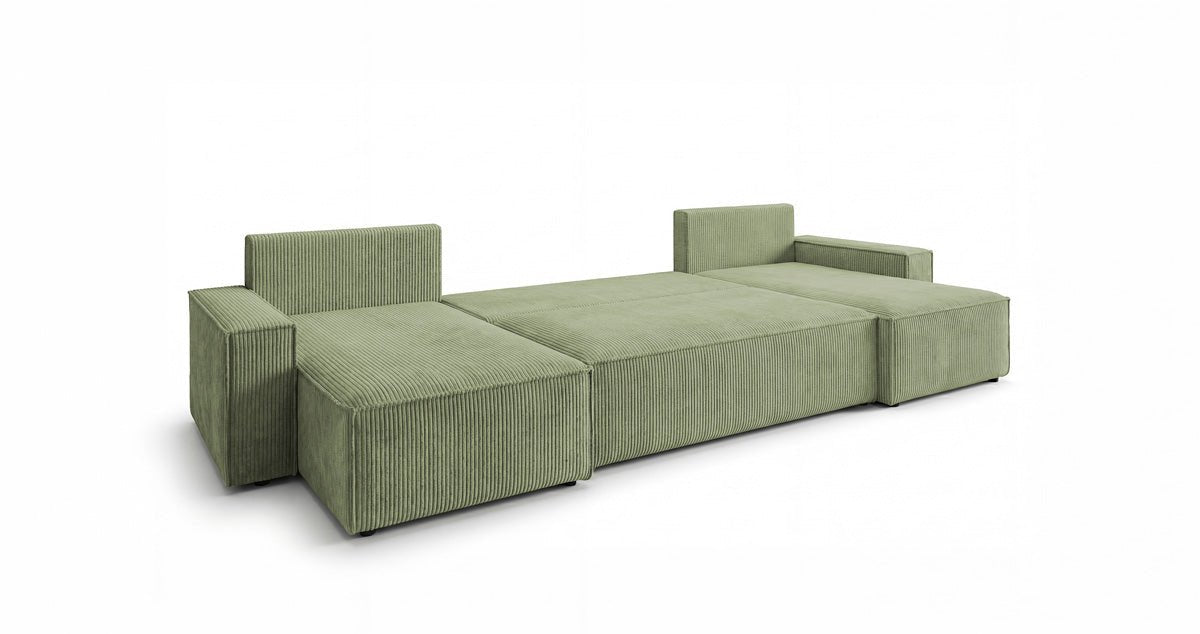 Designer Sofa Lunaro U Mini mit Schlaffunktion und Stauraum in Cord