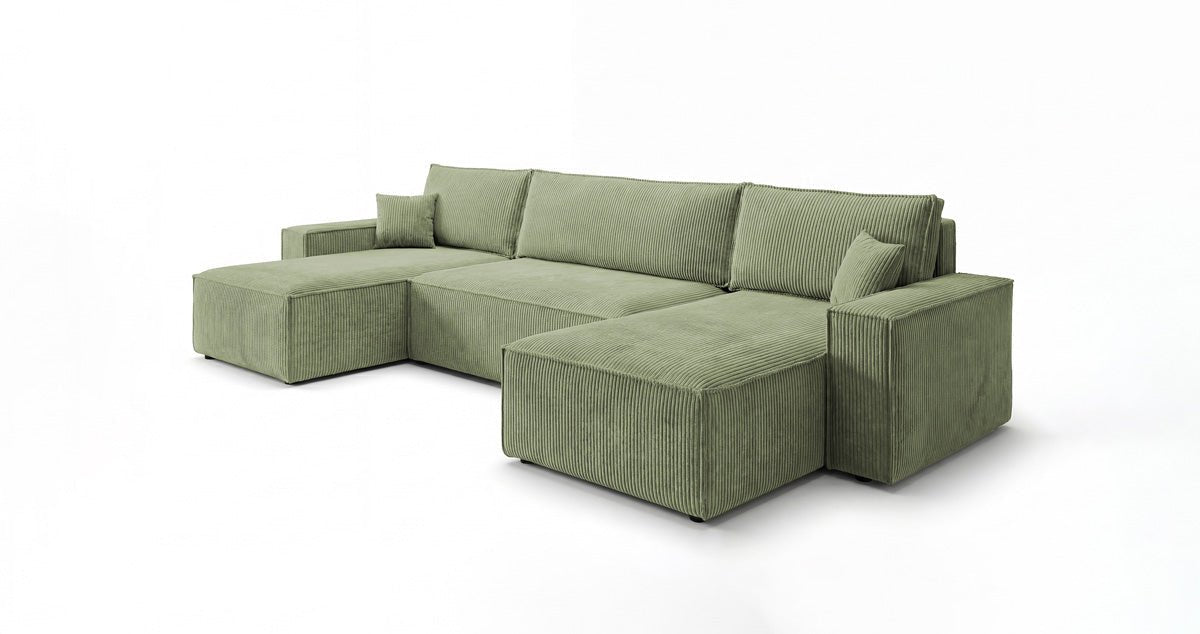 Designer Sofa Lunaro U Mini mit Schlaffunktion und Stauraum in Cord