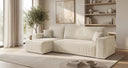 Designer corner sofa Lunaro Mini with sleeping and fold-out function in Corduroy