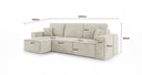 Designer corner sofa Lunaro Mini with sleeping and fold-out function in Corduroy