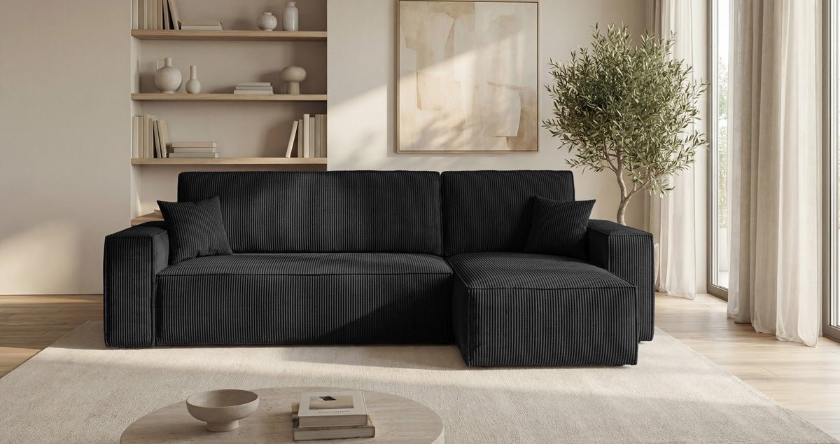 Designer Sofa Lunaro Mini mit Schlaf- und Klappfunktion in Cord