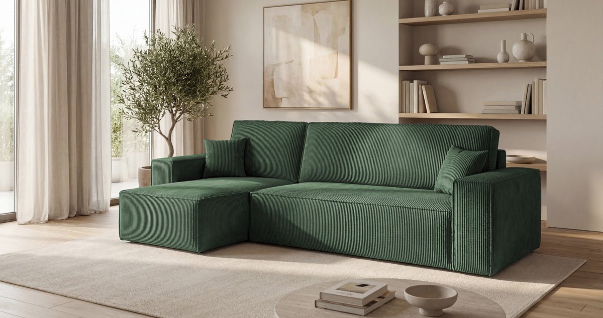 Designer Sofa Lunaro Mini mit Schlaf- und Klappfunktion in Cord