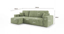 Designer corner sofa Lunaro Mini with sleeping and fold-out function in Corduroy