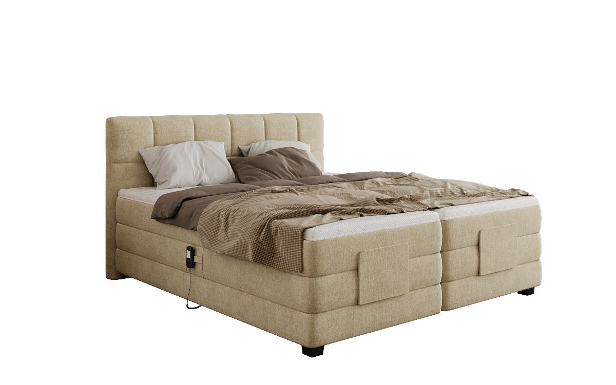 Monaco box spring bed - electrically adjustable in velvet