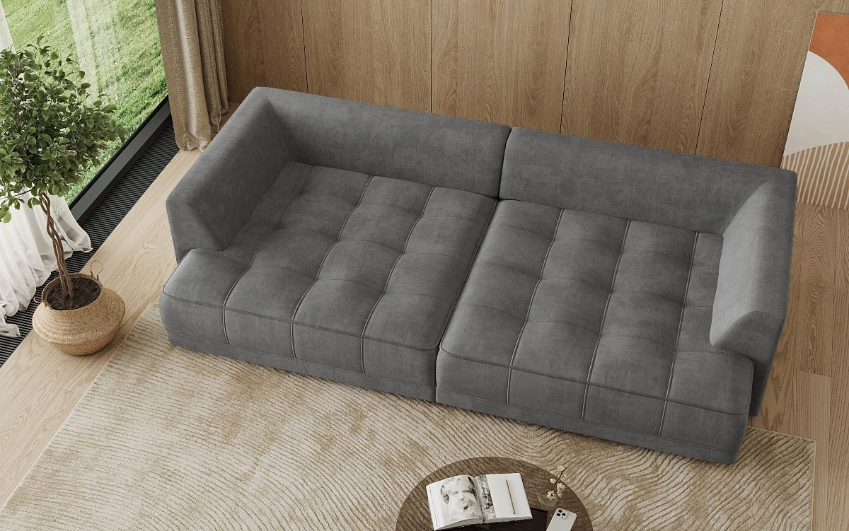 Designer Big Sofa Nuvo in Velvet with Electric Sofa Bed Function