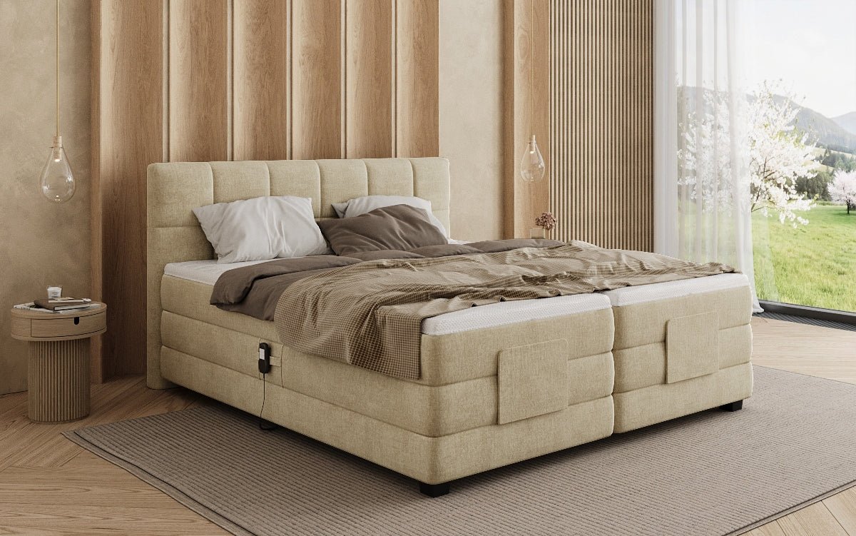 Monaco box spring bed - electrically adjustable in velvet