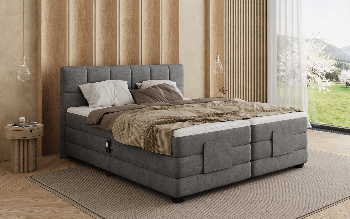 Monaco box spring bed - electrically adjustable in velvet