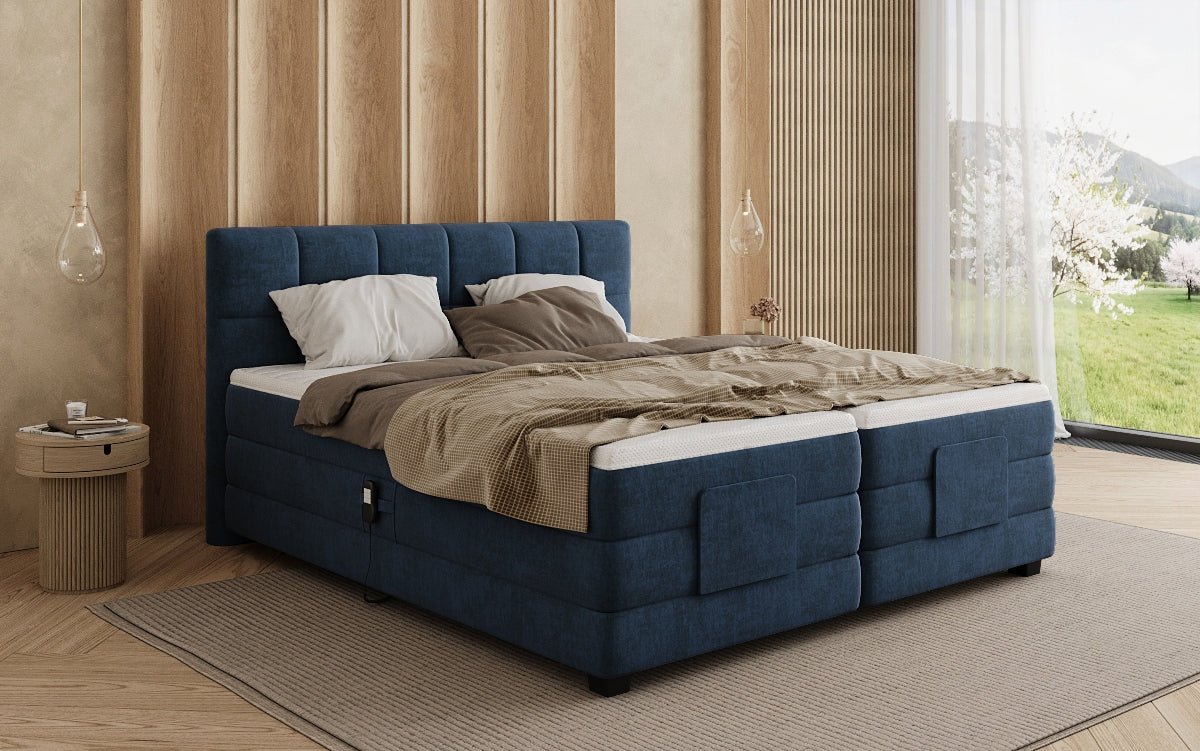 Monaco box spring bed - electrically adjustable in velvet