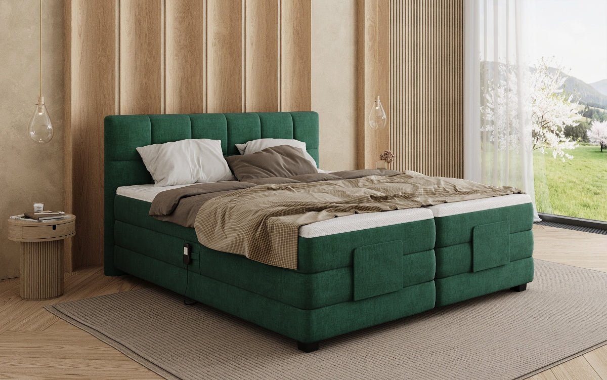 Monaco box spring bed - electrically adjustable in velvet
