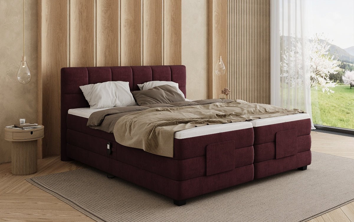Monaco box spring bed - electrically adjustable in velvet
