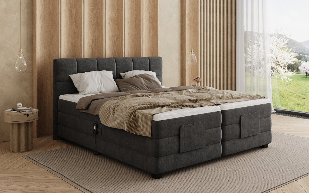 Monaco box spring bed - electrically adjustable in velvet
