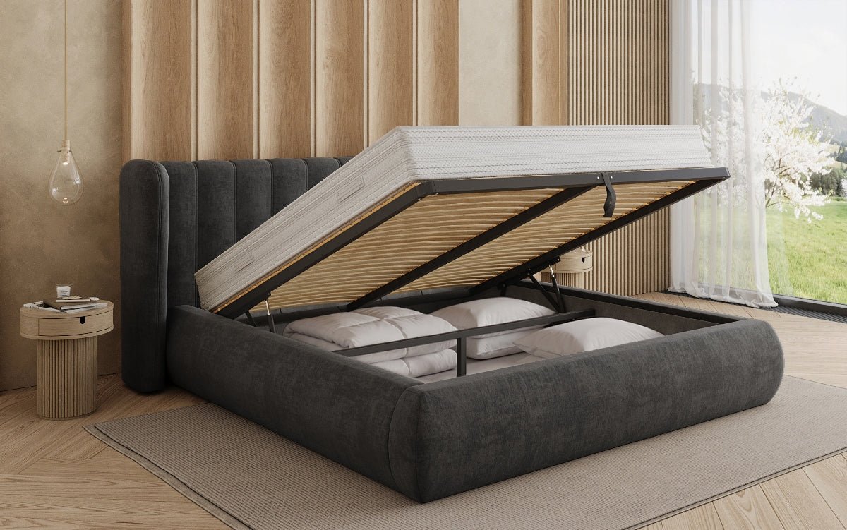 Designer Upholstered Bed Valentina Velvet with Storage