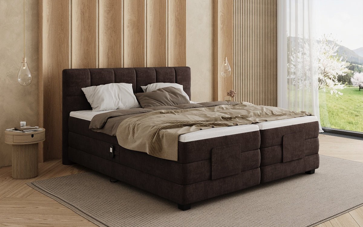 Monaco box spring bed - electrically adjustable in velvet
