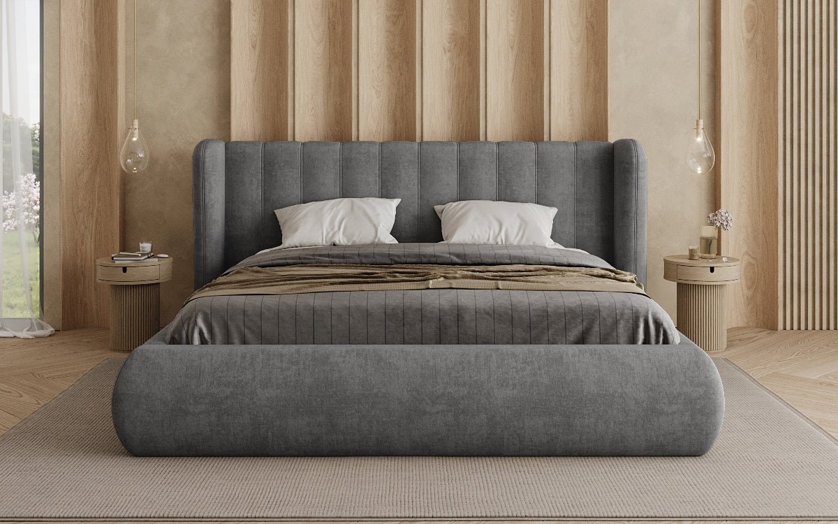 Designer Upholstered Bed Valentina Velvet with Storage