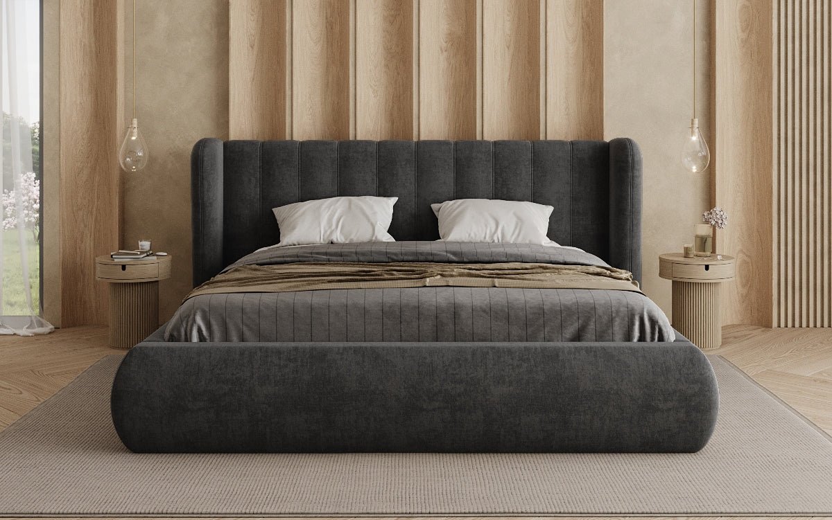Designer Upholstered Bed Valentina Velvet with Storage