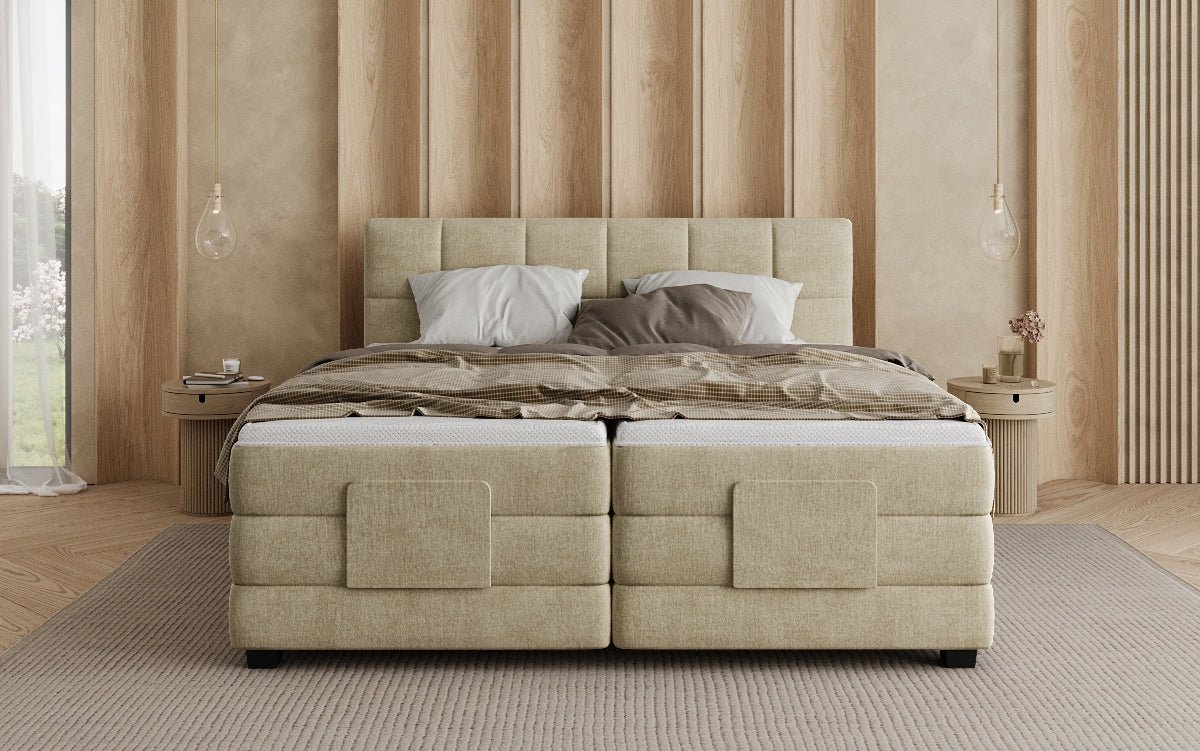 Monaco box spring bed - electrically adjustable in velvet