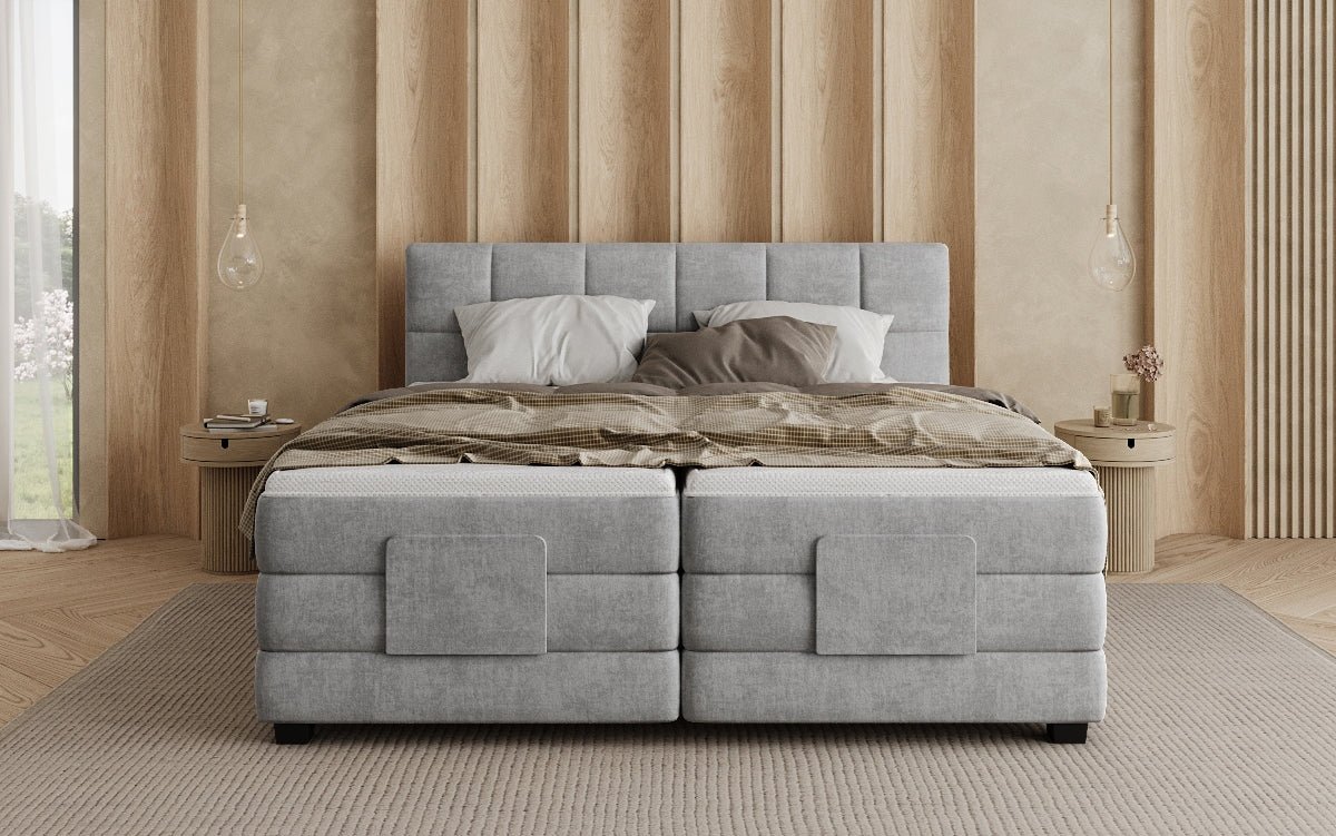 Monaco box spring bed - electrically adjustable in velvet