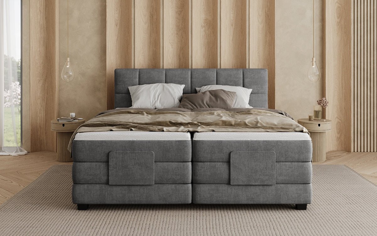 Monaco box spring bed - electrically adjustable in velvet