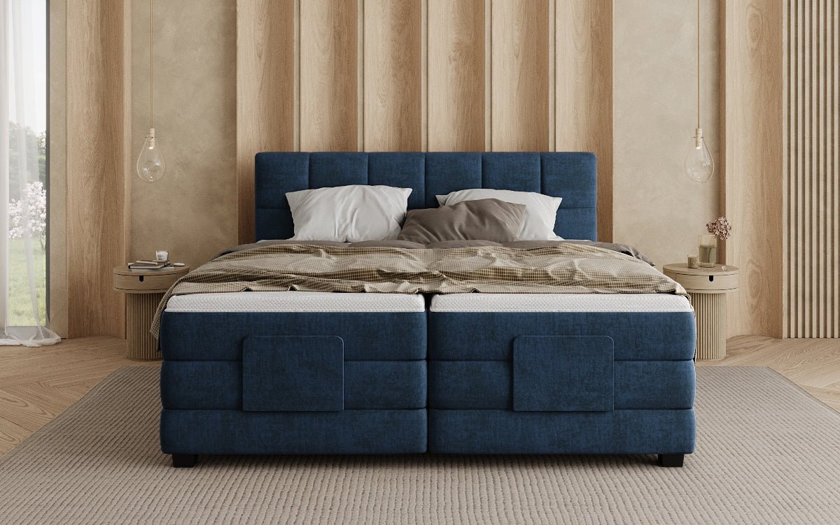 Monaco box spring bed - electrically adjustable in velvet