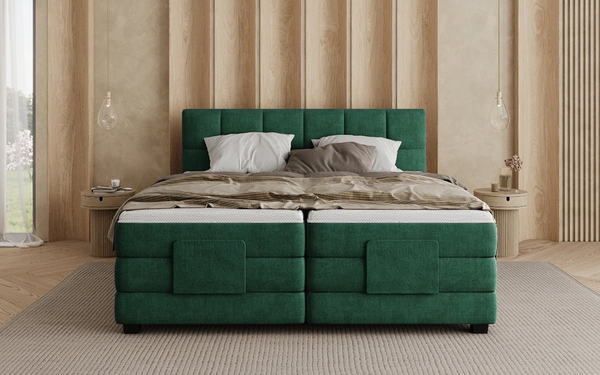 Monaco box spring bed - electrically adjustable in velvet
