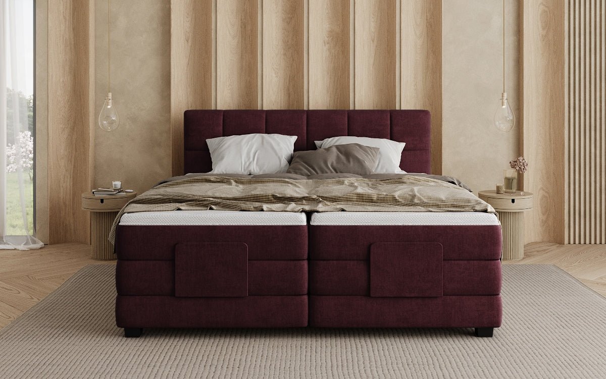 Monaco box spring bed - electrically adjustable in velvet