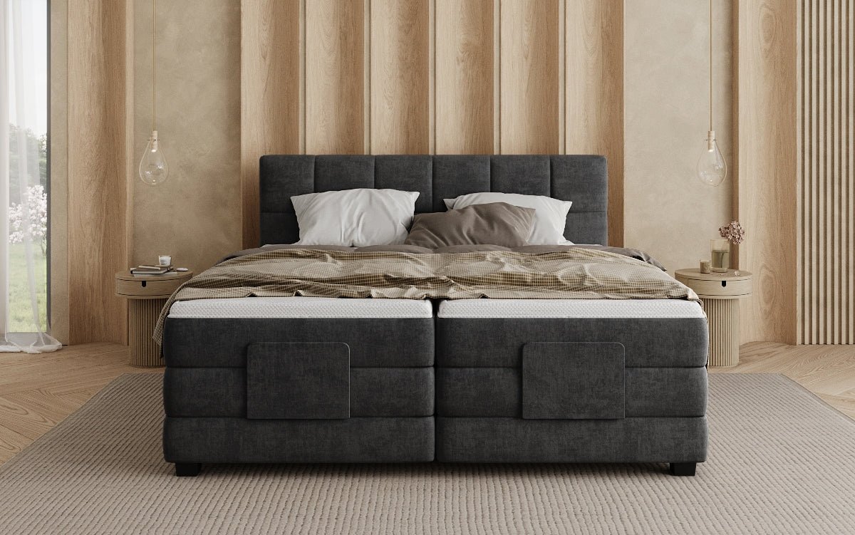 Monaco box spring bed - electrically adjustable in velvet