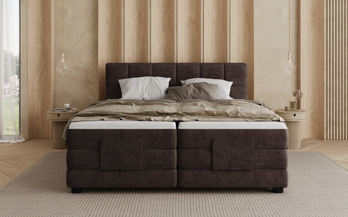 Monaco box spring bed - electrically adjustable in velvet