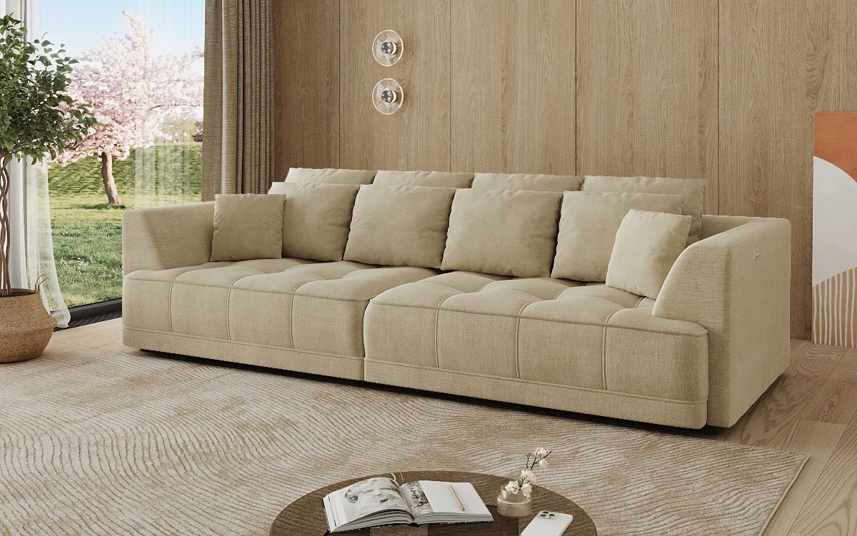 Designer Big Sofa Nuvo in Velvet with Electric Sofa Bed Function