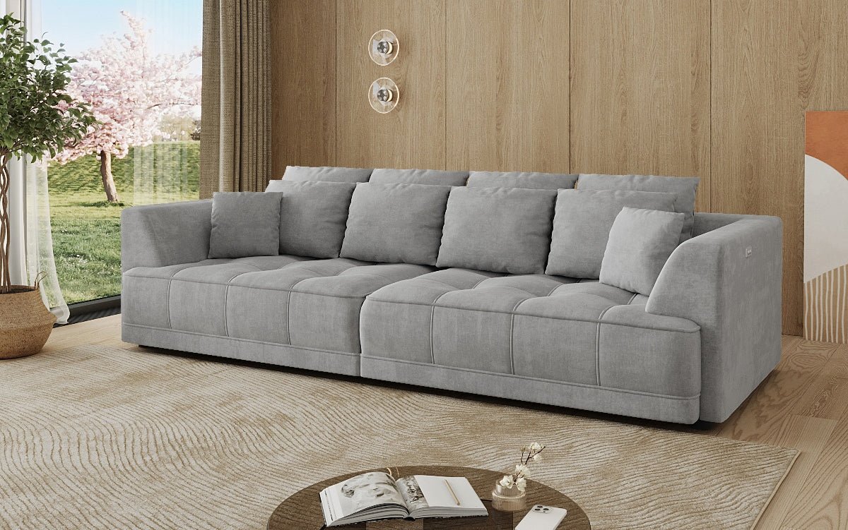 Designer Big Sofa Nuvo in Velvet with Electric Sofa Bed Function