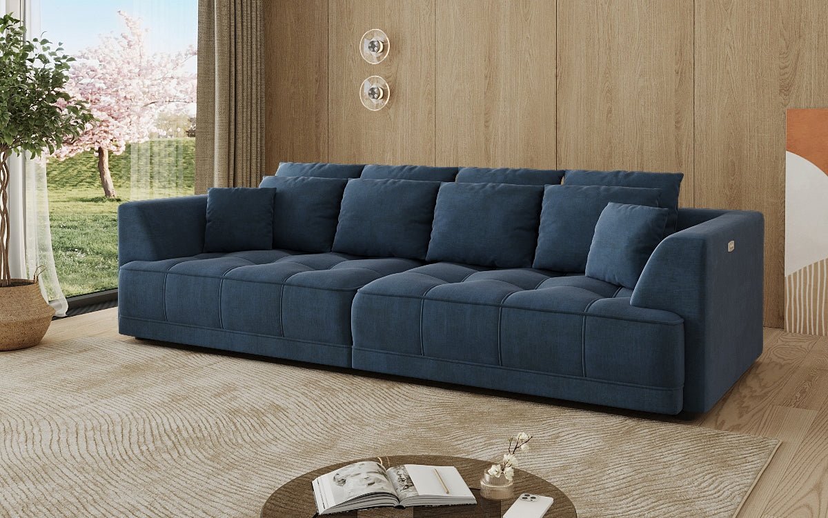 Designer Big Sofa Nuvo in Velvet with Electric Sofa Bed Function