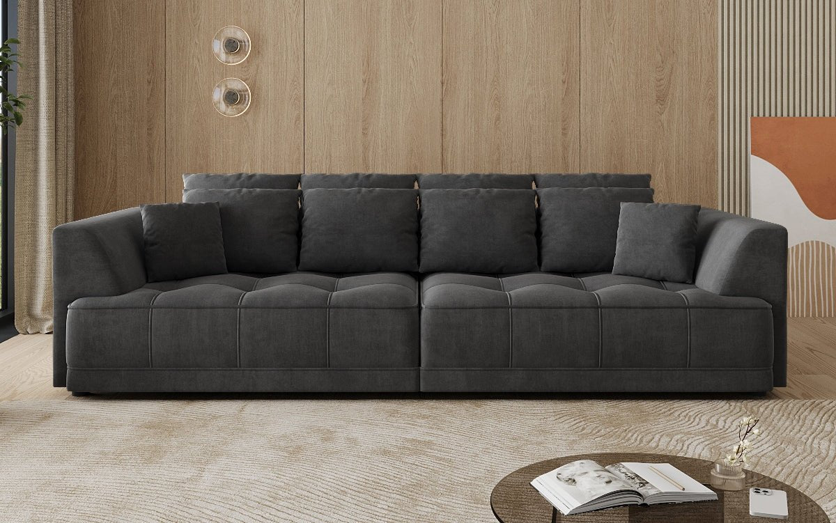 Designer Big Sofa Nuvo in Velvet with Electric Sofa Bed Function