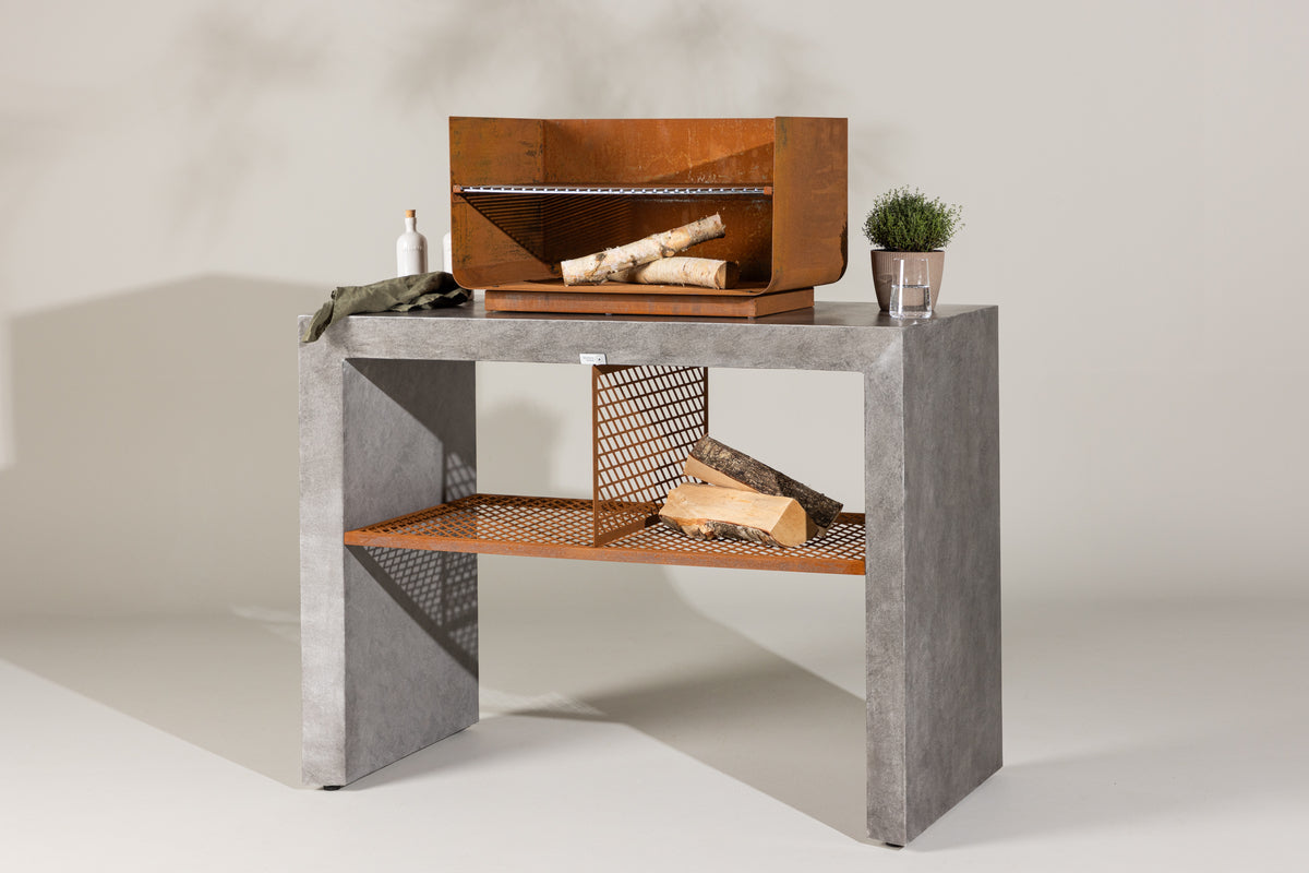 Outdoor Küche Sella - aus Aluminium in Hellgrau inklusive Grill