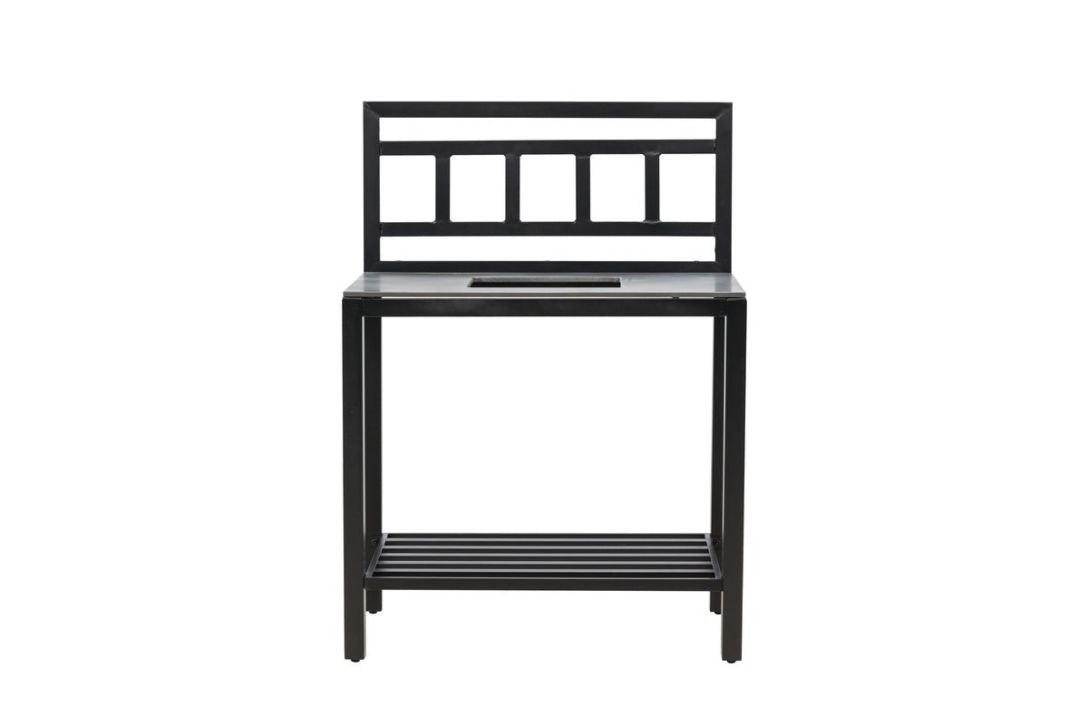 Outdoor Küchenbank Heidi - mit Stein-Tischplatte in Schwarz