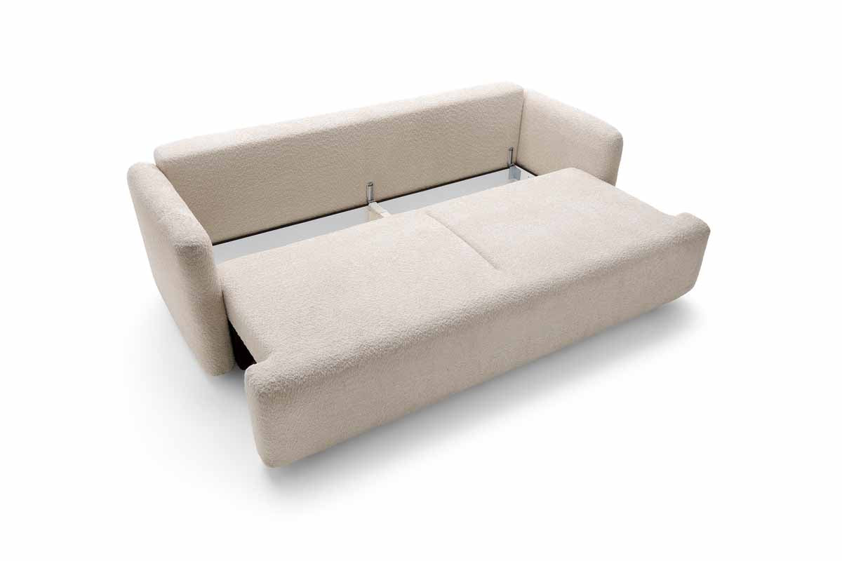 Designer Sofa Celiné Bouclé mit Schlaffunktion und Stauraum