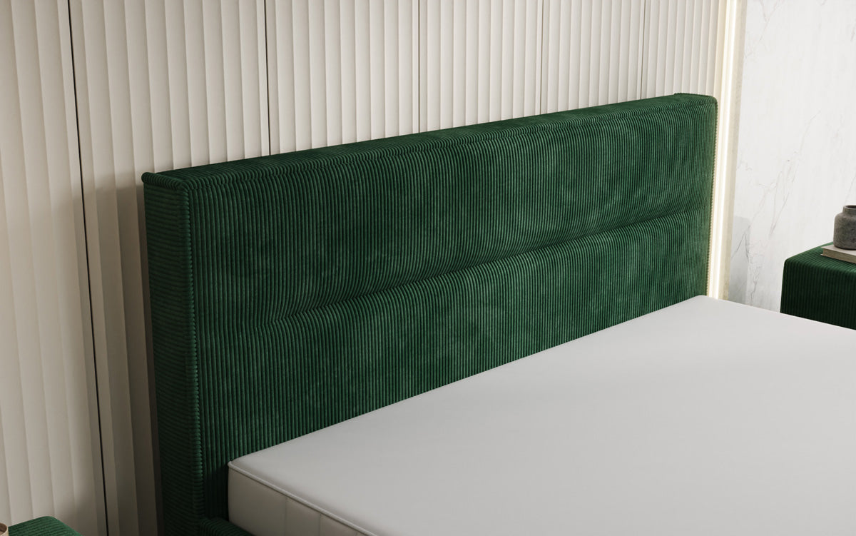 Designer upholstered bed Merry in Corduroy with storage