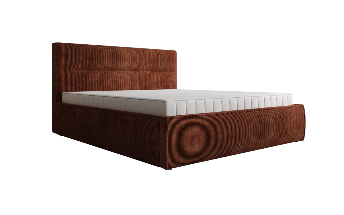 Designer upholstered bed Merry in Corduroy with storage