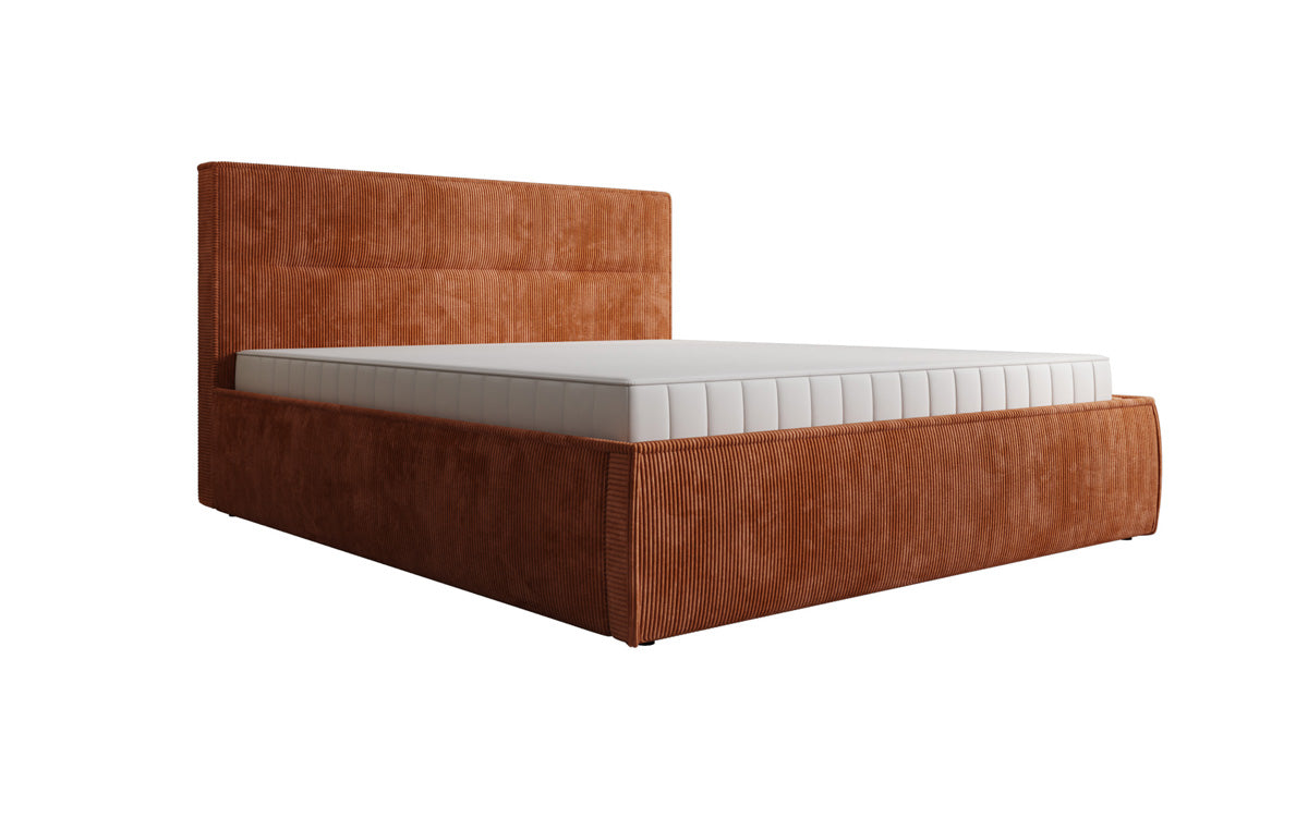Designer upholstered bed Merry in Corduroy with storage