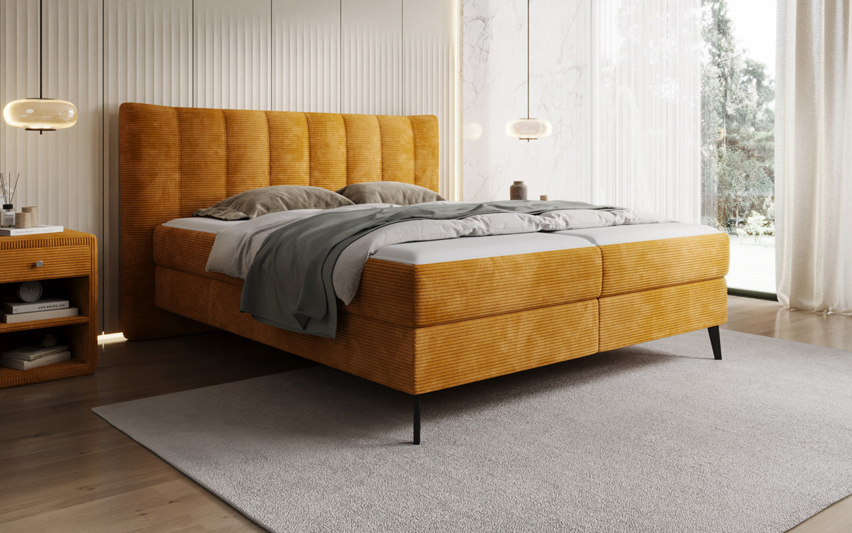 Boxspringbett Ines in Cord mit Stauraum