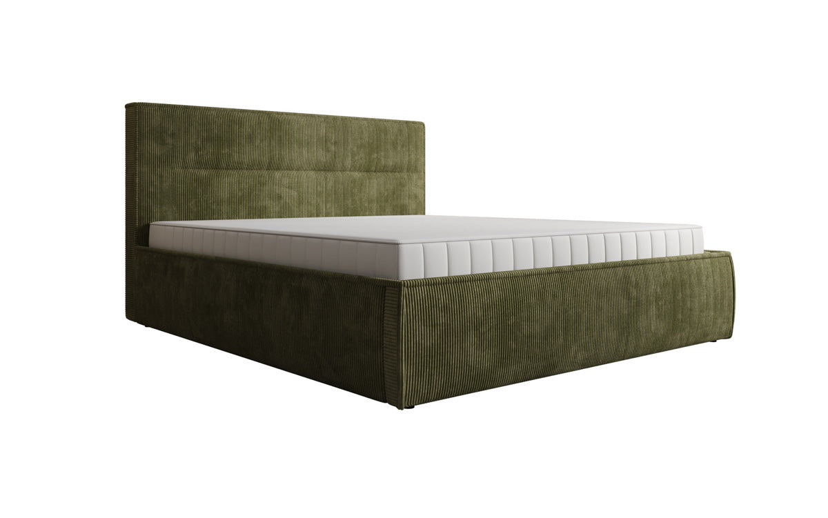 Designer upholstered bed Merry in Corduroy with storage