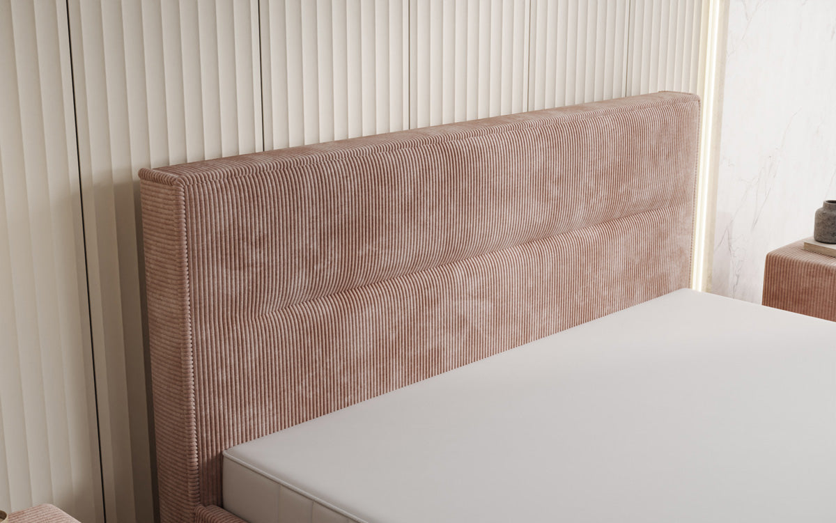 Designer upholstered bed Merry in Corduroy with storage